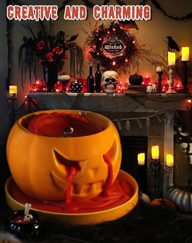 Halloween Candles, Gothic Candles - Pumpkin Candles - Gothic Design Bleeding Candles, Vintage Farmhouse Decorations for Home Interior Room Tables, Spooky Gifts in Saudi Arabia
