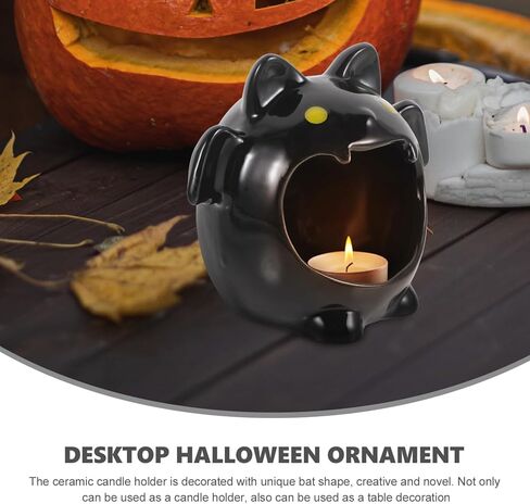 Yardwe Halloween Candlestick Creative Tealight القوطية شمعة حامل Tealight شمعة حامل حامل شموع الهالوين حامل شموع مستدقة ديكور الهالوين لطيف زخرفة رف السيراميك in Kuwait