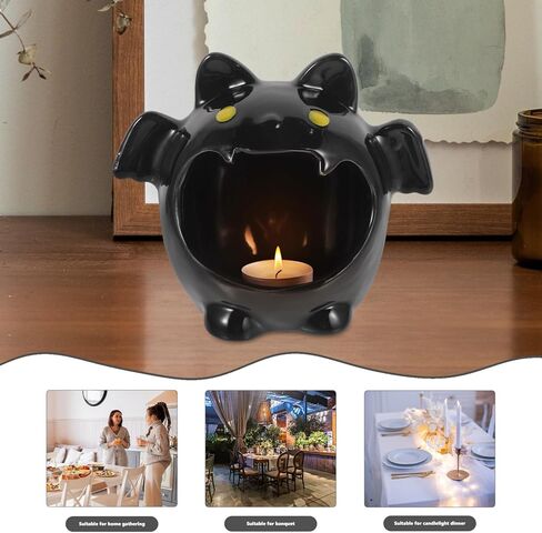 Yardwe Halloween Candlestick Creative Tealight القوطية شمعة حامل Tealight شمعة حامل حامل شموع الهالوين حامل شموع مستدقة ديكور الهالوين لطيف زخرفة رف السيراميك in Kuwait