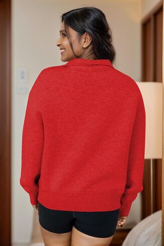YeGine Womens Sweatshirt Oversized Quarter Zip Pullover Half Zip Long Sleeve Top in Kuwait