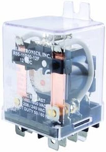 NTE Electronics R55-11A20-240F Series R55 AC مرحل للأغراض العامة، ترتيب اتصال DPDT، محطة توصيل سريعة 0.250 بوصة، 25 أمبير، طاقة 2.75 فولت أمبير، 240 فولت تيار متردد in Kuwait