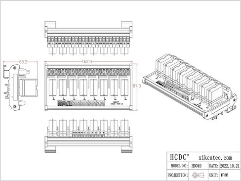 تيار متردد/تيار مستمر 12 فولت ملف 8-SPDT وحدة تتابع الطاقة القابلة للتوصيل، 16 أمبير 250 فولت تيار متردد/30 فولت تيار مستمر in Kuwait