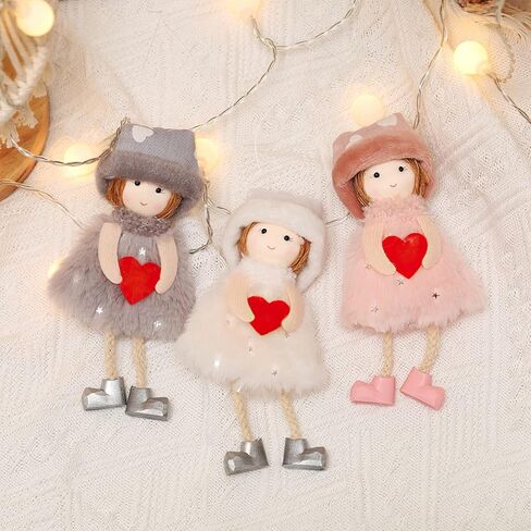 Foraineam 3 قطع عيد الحب معلقة دمية الملاك، شجرة عيد الميلاد باب الجدار شنقا الحلي، أفخم دمية الحرف الجان المعلقات لعيد الميلاد ديكور المنزل الطرف in Kuwait