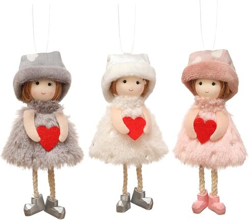 Foraineam 3 قطع عيد الحب معلقة دمية الملاك، شجرة عيد الميلاد باب الجدار شنقا الحلي، أفخم دمية الحرف الجان المعلقات لعيد الميلاد ديكور المنزل الطرف in Kuwait