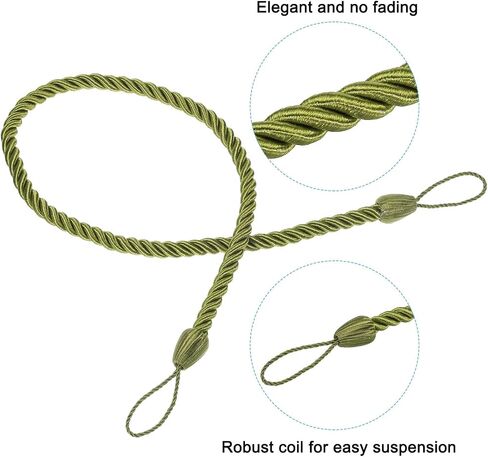 PATIKIL Curtain Tiebacks Ropes, 6 Pack Decorative Tie Backs Braided Curtain Holdback Cord for Home Office Decor, with Screw Hooks & Bolts, Light Yellow in Saudi Arabia