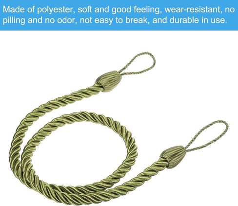 PATIKIL Curtain Tiebacks Ropes, 6 Pack Decorative Tie Backs Braided Curtain Holdback Cord for Home Office Decor, with Screw Hooks & Bolts, Light Yellow in Saudi Arabia