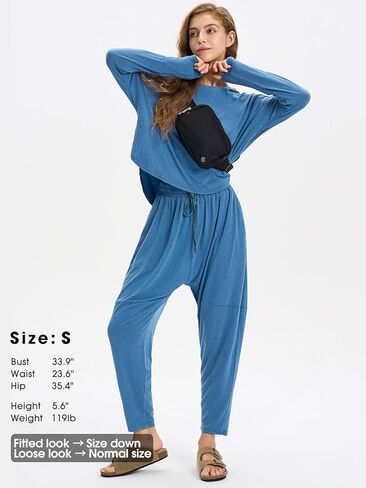 Byinns طقم نسائي فضفاض مكون من قطعتين موضة خريف 2024 بأكمام طويلة ملابس رياضية غير رسمية أطقم متطابقة in Kuwait