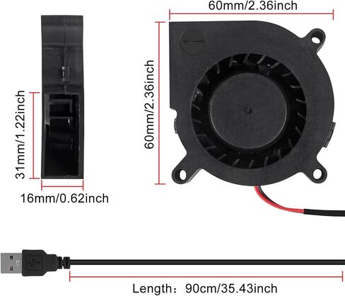 4 عبوات 5 فولت USB منفاخ مروحة 60 مم، 60 مم × 60 مم × 15 مم بدون فرشاة تيار مستمر مروحة تبريد للإلكترونيات ثلاثية الأبعاد لتبريد الطابعة، مشاريع التبريد DIY in Kuwait