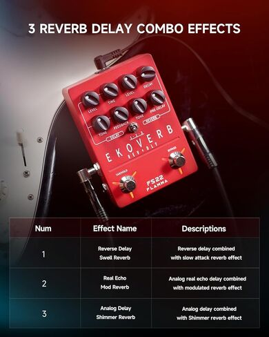 FLAMMA Octave Guitar Pedal FS23 Pitch Shifter Pedal with Modulation, Reverb, and Slow-attack for Electric Guitar, True Bypass in Saudi Arabia
