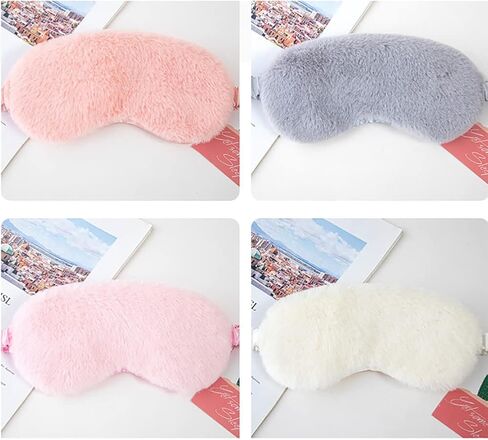 4 Pcs Plush Eye Masks Fuzzy Sleeping Mask Soft Blindfolds Eye Covers Sleep Eyeshade Travel Nap Mask Sleepover Party Supplies for Adults Kids in Saudi Arabia