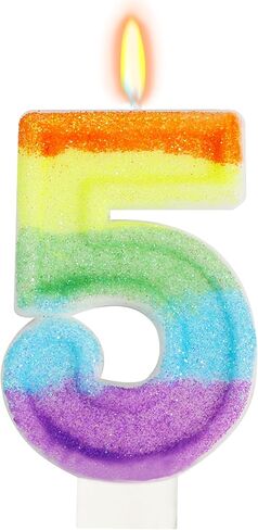 Rainbow Candles for Birthday Cakes, Rainbow Unicorn Candles Cake Decorations, Unicorn Theme Party Supplies 5th Number Candle (Number 5) in Saudi Arabia