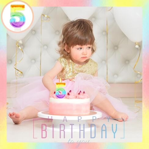 Rainbow Candles for Birthday Cakes, Rainbow Unicorn Candles Cake Decorations, Unicorn Theme Party Supplies 5th Number Candle (Number 5) in Saudi Arabia
