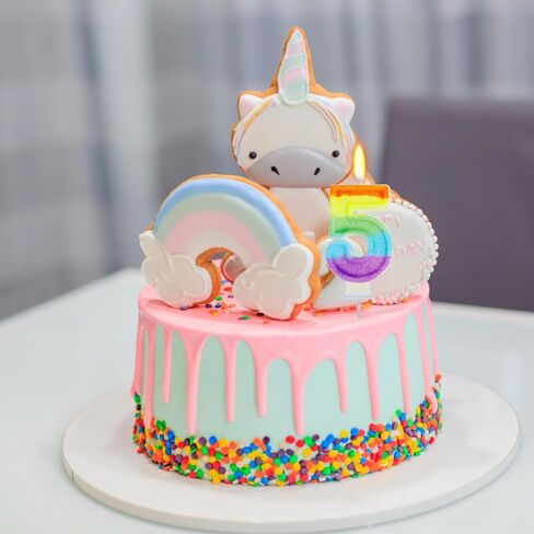 Rainbow Candles for Birthday Cakes, Rainbow Unicorn Candles Cake Decorations, Unicorn Theme Party Supplies 5th Number Candle (Number 5) in Saudi Arabia