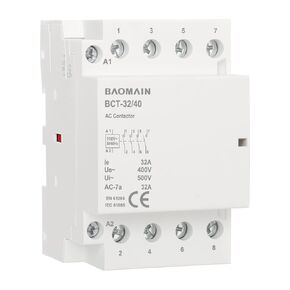 Baomain AC Contactor 32A 4 Pole Normally Open Universal Circuit Control 35mm DIN Rail Mount CE Listed 4NO BCT-32/40 (AC 110V)
