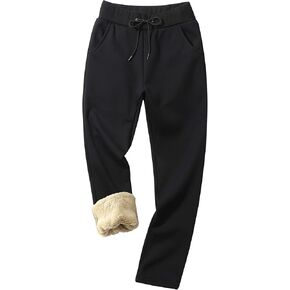 MACHLAB Women's Winter Warm Track Pants Thermal Fleece Jogger Pants Sherpa Lined Athletic Sweatpants