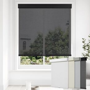 Persilux Free-Stop Cordless Solar Blinds for Windows Roller Shades Light Filtering Window Shades (Black, 23" W x 72" H) UV Protection Flame Retardant View Through Solar Window Blinds for Home Kitchen
