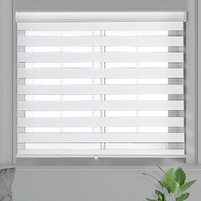 Zebra Blinds, Cordless Blinds for Windows, Roller Shades, Double Layered, Sheer Privacy or Light Filtering Shades for Day and Night, Window Blinds for Home, Office, Kitchen, 49"W X 72"H, White