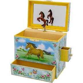 Musical Horse Jewelry Box Horse Spins to Music 4 Pullout Drawers