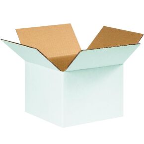 BOX USA B886W Corrugated Boxes, 8"L x 8"W x 6"H, White (Pack of 25)