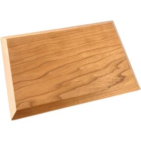Solid Cherrywood Pedestal, Rectangular Wood Display Base with Bevel, Modern Farmhouse Decor Wooden Riser for Display (9" x 6" x 7/8")