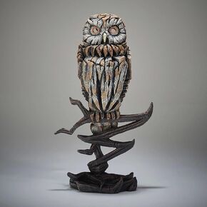 Enesco Edge Sculpture Owl Perched on Branch Animal Figurine, 12.75 Inch, Brown and White