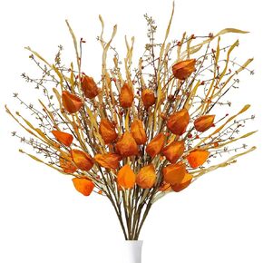 6Pcs Fake Fall Berry Stems 28inch Artificial Fall Branches with Fall Flower Faux Autumn Pick Decorations for Vases Arrangement Home Table Kitchen Party Harvest Thanksgiving
