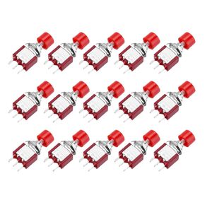 MECCANIXITY 15 Pcs 2A/5A 250V AC/120V AC 7mm Mini Momentary Push Button Switch SPST NO+NC Red Switch Button with Soldering Foot for Electronic Devices