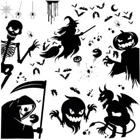 6 Sheets Halloween Window Clings, Halloween Decorations Window Stickers Bat Wall Decor Pumpkin Window Clings Halloween Stickers for Home Decor Party Decoration (Multi Styles)