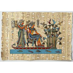 Cruising the Nile – Egyptian Original Hand Painted Painting Hieroglyphs Papyrus Art – Egypt Decor – Unframed – Frameable – 13x9 inches
