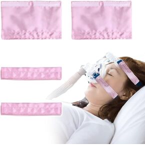 4 Packs Satin CPAP Strap Covers Soft CPAP Face Cushion Universal and Comfort Silky CPAP Headgear Face Pads for Reducing Red Marks(Pink)