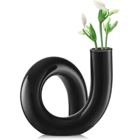 Joeyan Handmade Small Glass Flower Vase,Decorative Geometric Glass Bud Vase for Modern Home Centerpieces Living Room Office,4.72" Abstract Clear Vase for Single Flower and Dry Flowers