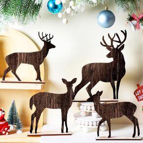 Barydat Table Decorations Artificial Decorations Wooden Centerpiece Decor for Home Table(Reindeer)