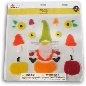 Thanksgiving Autumn Gel Window Clings - Pumpkin Gnome - 32 Piece in Kuwait