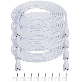 SinLoon UL-LP Certification T5 T8 LED Lamp Connecting Wire Ceiling Lights Daylight LED Integrated Tube Cable Linkable Cords for LED Tube Lamp Holder Socket Fittings with Cables(9.8FT/3M,4-Pack)