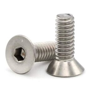 Socket Flat Countersunk Head Cap Screw, 1/4-20 x 1", Stainless Steel 316, Hex Socket (Quantity: 100) Coarse Thread, 1/4 inch Hexagonal Allen Bolt, Length: 1 inch, Full Thread