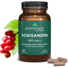 Schisandra Supplement - Stress Management Support - 500 mg, 60 Count.