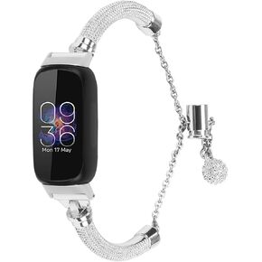 Straps Compatible with Fitbit Inspire 2 Strap, Women Stainless Steel Metal Adjustable Replacement Wristband Strap Bracelet for Fitbit Inspire 2/Inspire/Inspire HR/Ace 2 Small Large