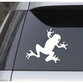 Tree Frog 5.5" (Color: White) Vinyl Decal Window Sticker for Cars, Trucks, Windows, Walls, Laptops, yeti, ipads, etc