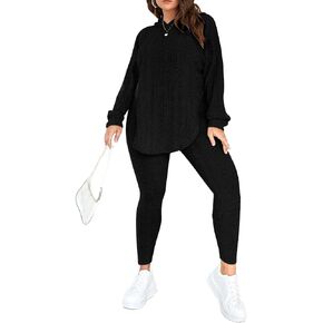Women's Plus Size Pajama Set Lounge Set Long Sleeve Tops Wide Leg Pants Workout Sets Tracksuit