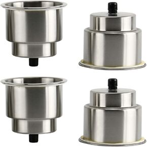 4pcs Recessed Stainless Steel Cup Drink Holder with Drain for Boat Marine Camper RV Counter Top