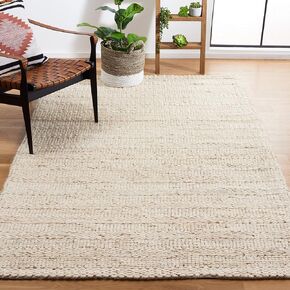 SAFAVIEH Natural Fiber Collection Area Rug - 4' Square, Bleach, Handmade Braided Woven Jute, Ideal for High Traffic Areas in Living Room, Bedroom (NF212D)