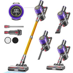 Cordless Vacuum Cleaner, 45Kpa 550W Powerful Vacuum Cleaners for Home , 55 Mins Stick Vacuum with Touch Screen, Anti-Tangle Roller Brush, Lightweight Vacuum Cordless for Pet Hair, Carpets, Hard Floors