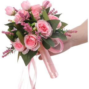 Ochine Bride & Bridesmaid Bouquets for Wedding, Wedding Bouquets for Bride Bridesmaid, Silk Bride Bridesmaid Hand Holding Flower Bouquet for Valentines Day Decor Wedding Party Supplies Home Decor