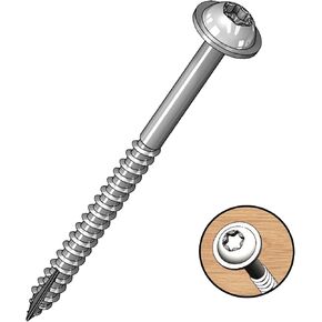 Milescraft 5215 Wood Pocket Hole Screws - #7 x 2" Washer Head with Coarse Thread (1000pc.), Torx Drive Self-Tapping, For Indoor Use