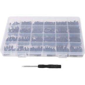 360Pcs M2/M2.5/M3 Black Nylon Male-Female Hex Standoff Spacer Screw Nut Assortment Kit,Thermal Insulation and Resistant