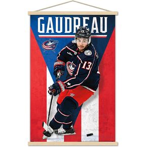 Trends International NHL Columbus Blue Jackets - Johnny Gaudreau 23 Wall Poster with Magnetic Frame