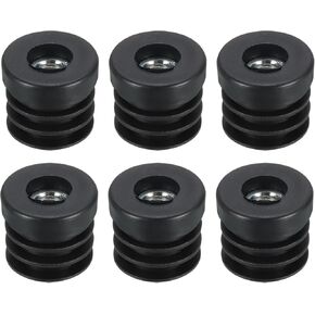 uxcell 6Pcs Inserts for Round Tubes with M8 Thread, for 25mm/0.98" OD Round Tube, Round Black Thicken Plastic Plug Caster Insert Chair End Caps Furniture Leg Plug