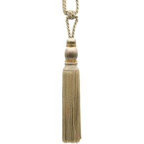 Sleek Decorative Curtain Tassel Tieback with Acrylic Crystal Design Faceted Beads, Tassel Length 9 1/2" (24cm), 28" Spread (71cm) # TBCRYS095, Dark Beige #801B (Dark Brown Beige) Pack of 4