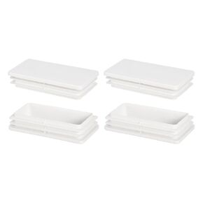 uxcell 4 x 2 Inch Rectangle Plastic Plug, 4 Pcs White Pipe Tubing End Cap Plastic Plug Cap Insert Glide Insert for Metal Tubing Fence Table Chairs Furniture, White