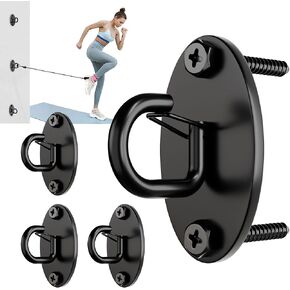 4 PCS Wall Anchor for Resistance Bands,Gym Wall Anchor,Exercise Band Wall Mount,Resistance Band Hooks for Home Fitness Workouts,Space Saving Workout Hooks for Physical Therapy/Pilates. Black